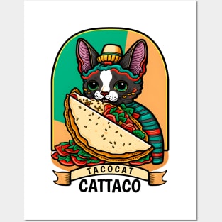 Tacocat Cattaco Cinco De Mayo Funny Cat Lover Mexican Fiesta Posters and Art